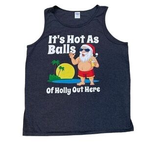 Its Hot As Balls Of Holly Out Here Santa on the Beach Tank XL Christmas in July